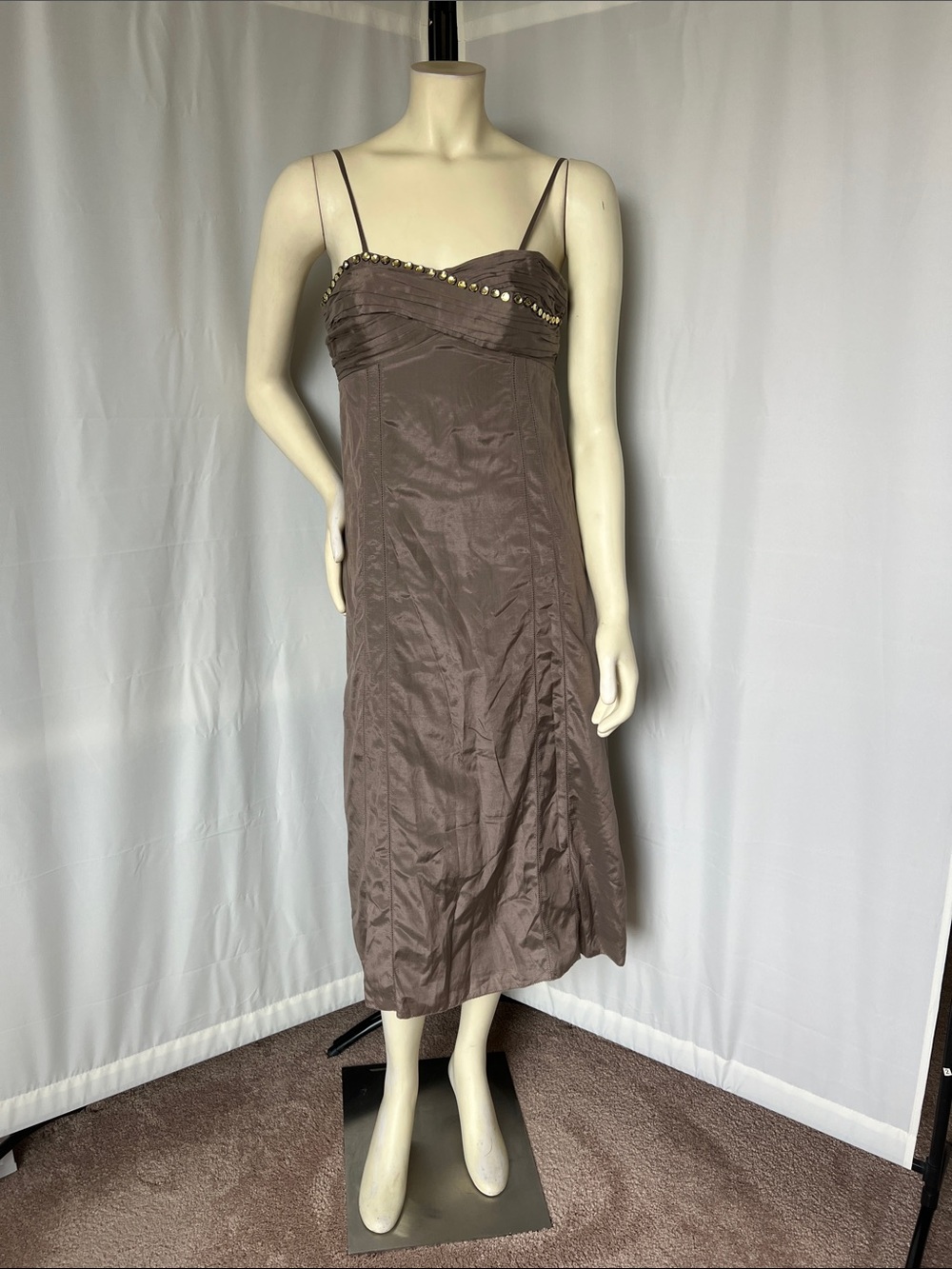 NWT Stella & Jamie Embellished Silk Midi Dress